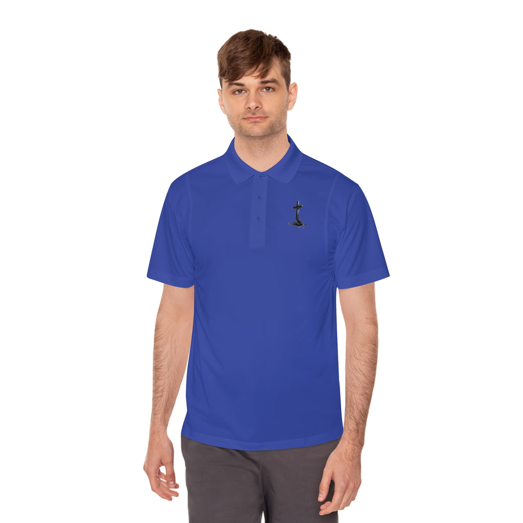 Men's Sport Polo Shirt with Minimalist Cross Design,