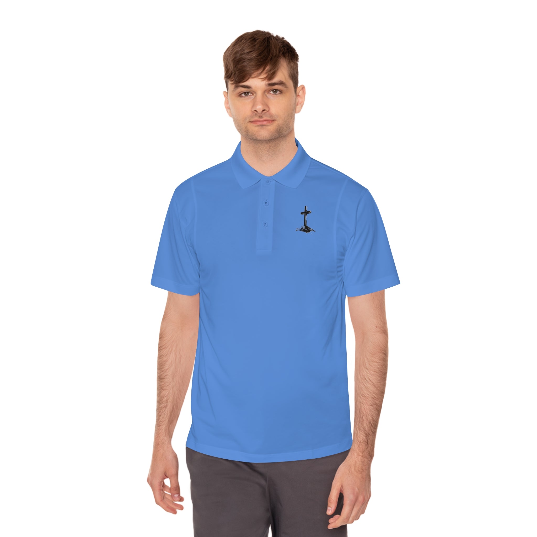 Men's Sport Polo Shirt with Minimalist Cross Design,