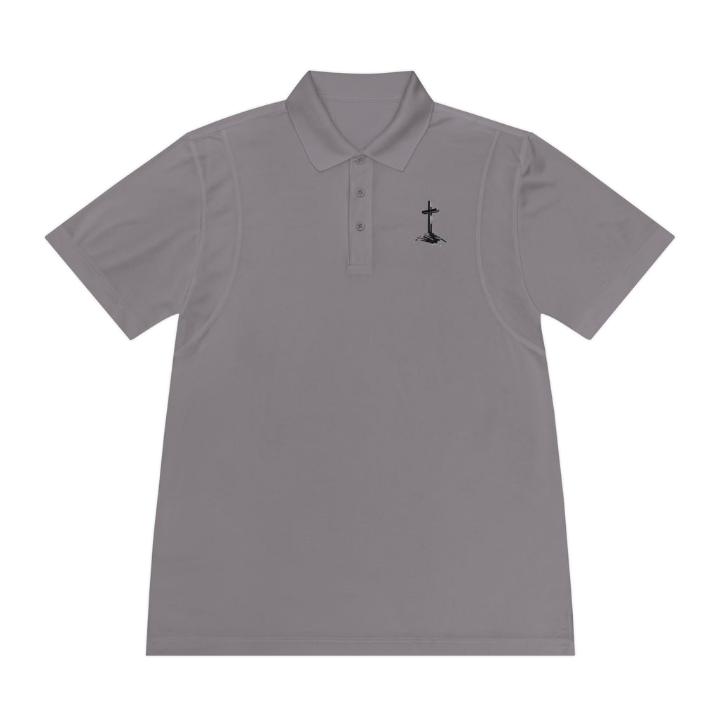 Men's Sport Polo Shirt with Minimalist Cross Design,