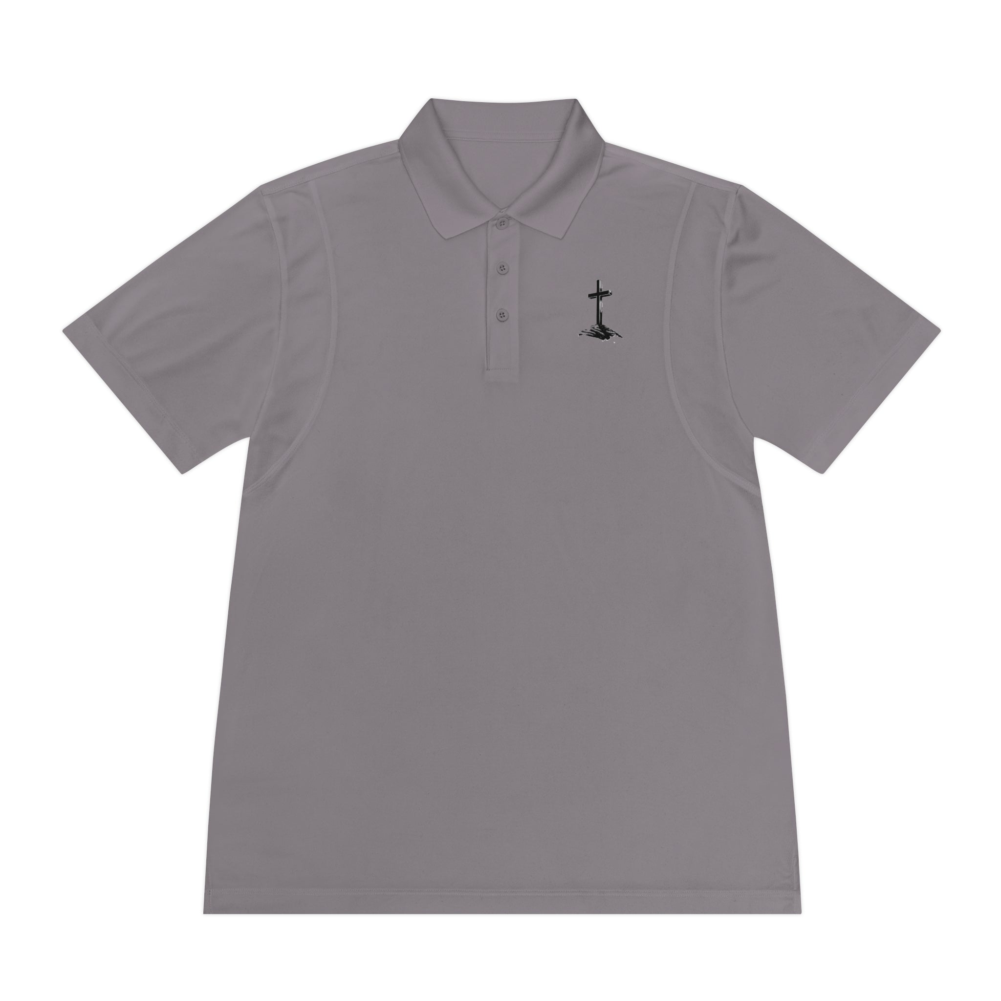 Men's Sport Polo Shirt with Minimalist Cross Design,