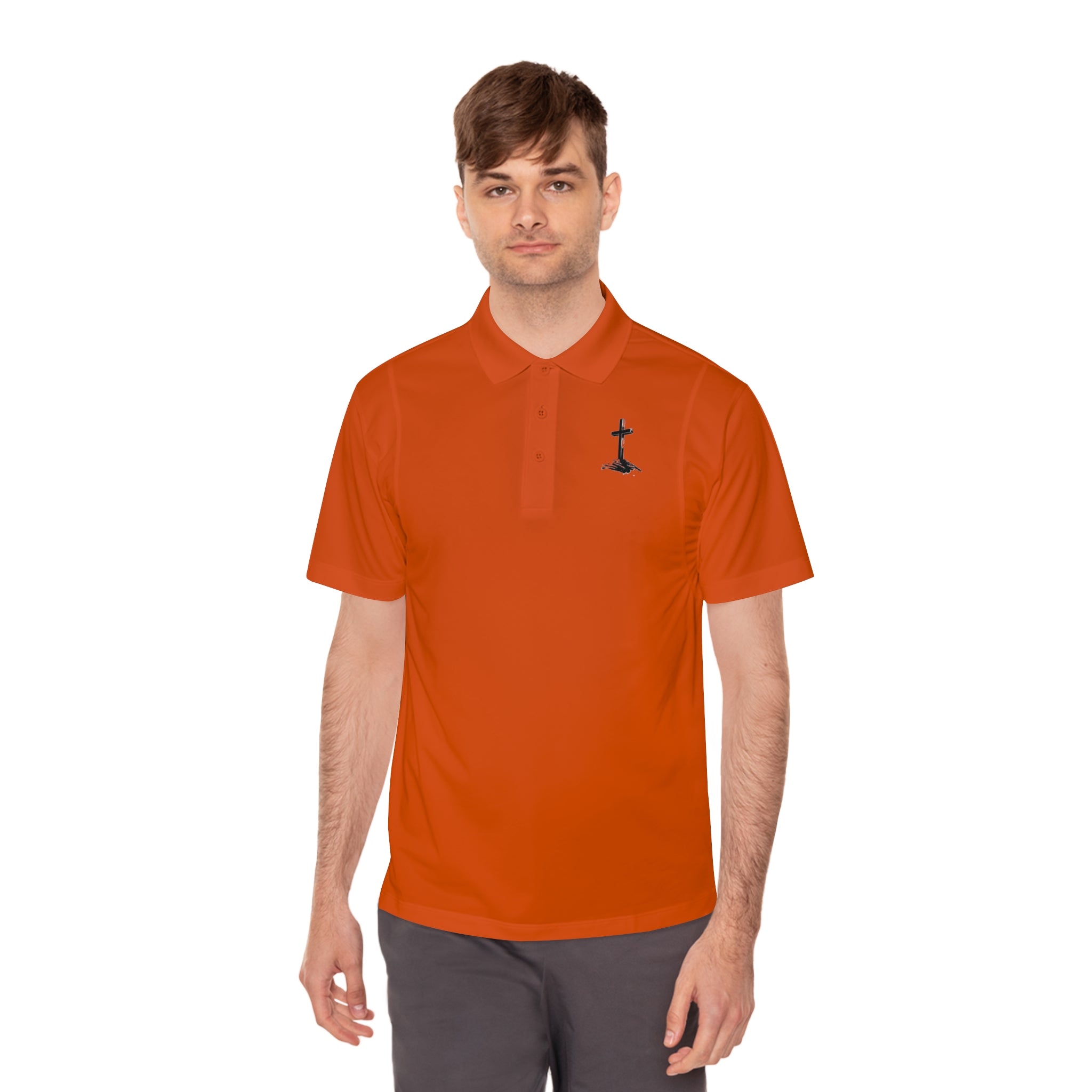 Men's Sport Polo Shirt with Minimalist Cross Design,