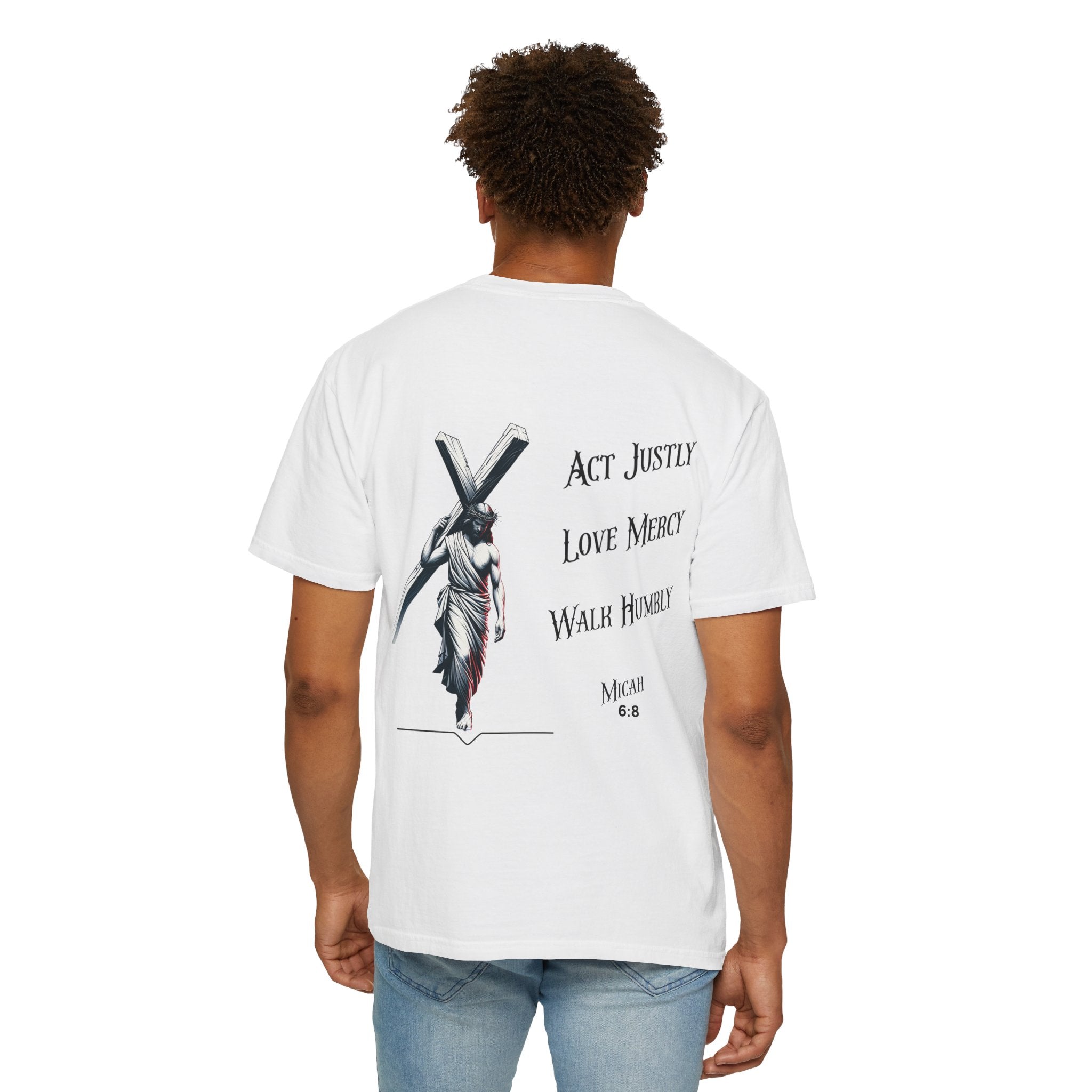 Men's Tee Scripture Verse Act Justly Love Mercy Walk Humbly