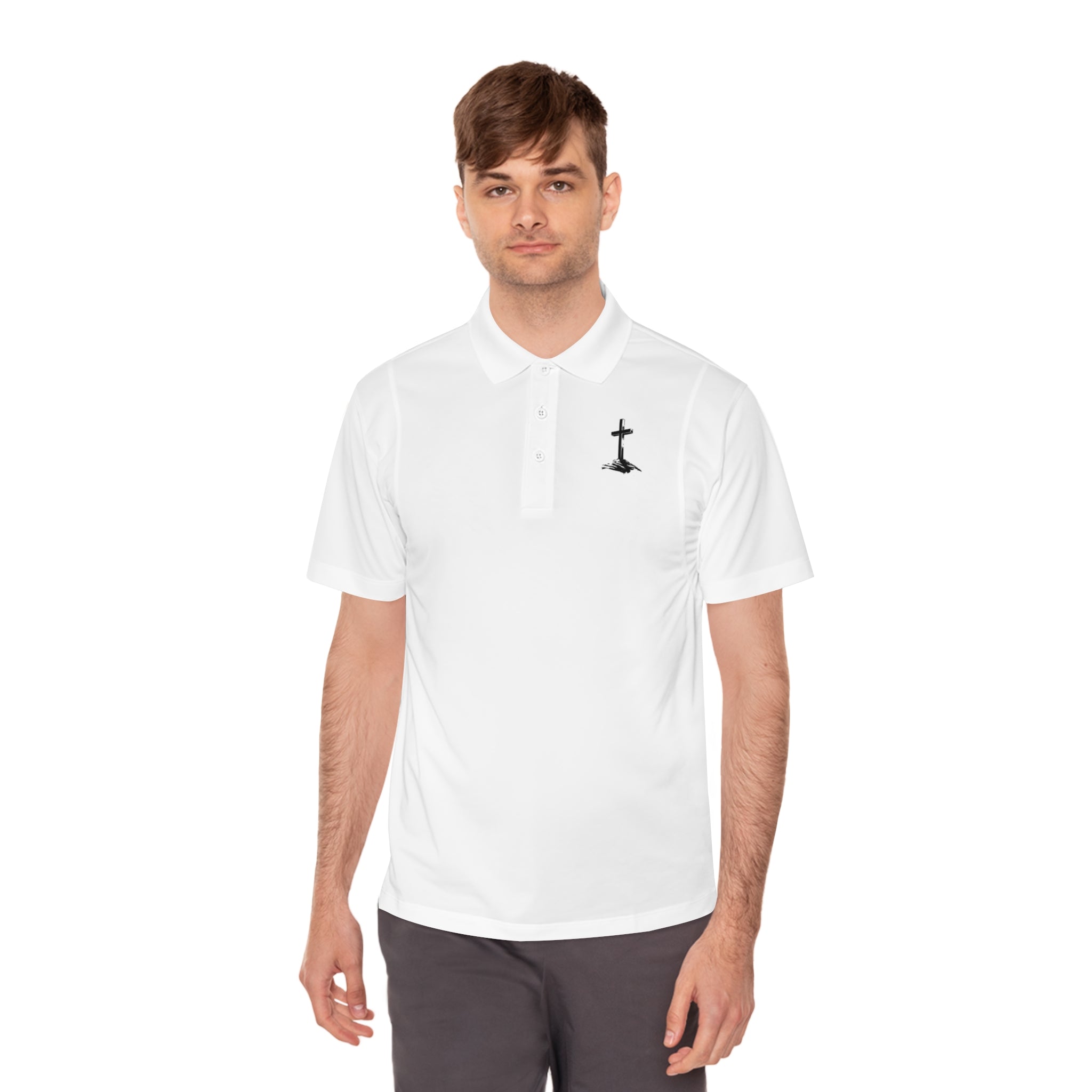 Men's Sport Polo Shirt with Minimalist Cross Design,