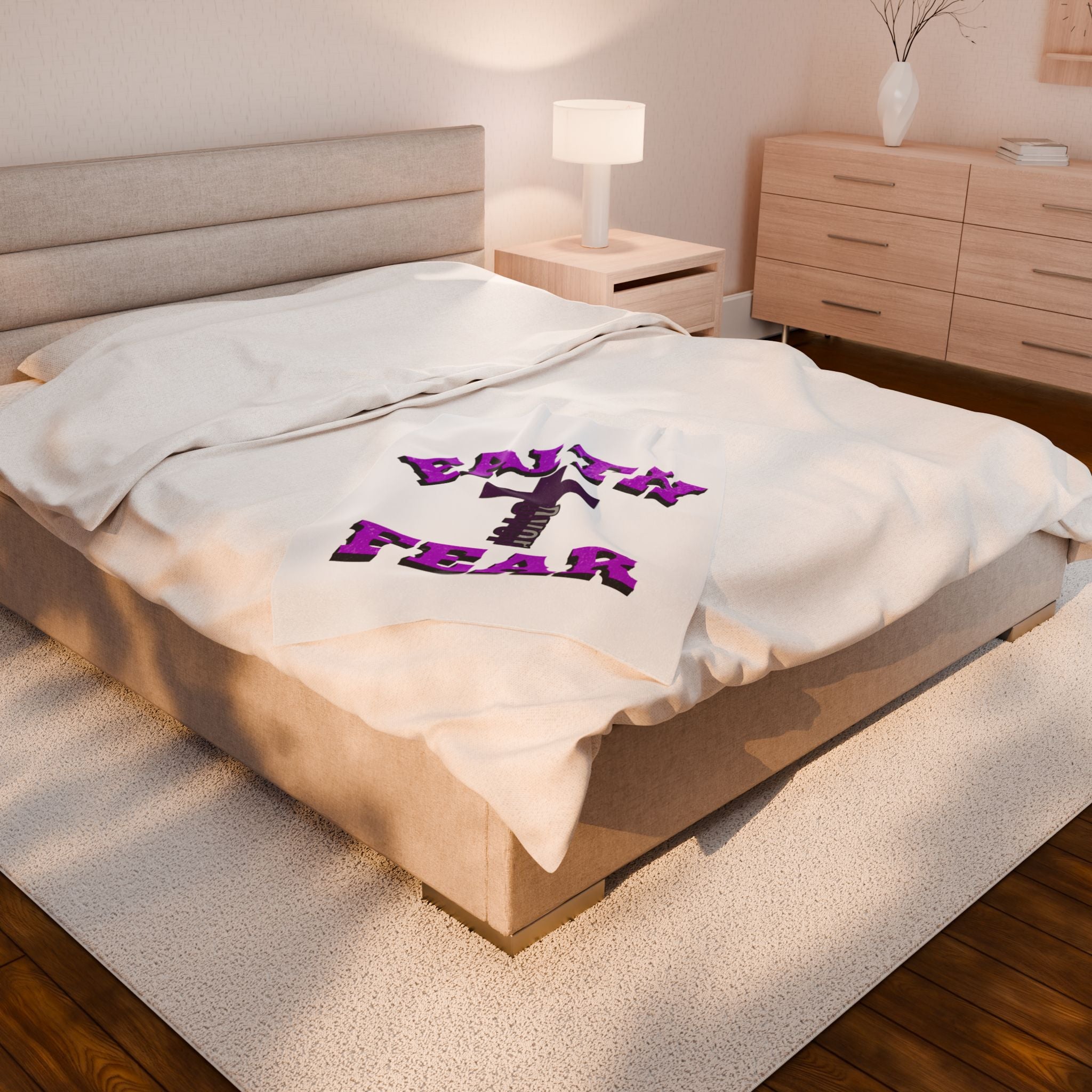 Faith Over Fear Velveteen Plush Blanket
