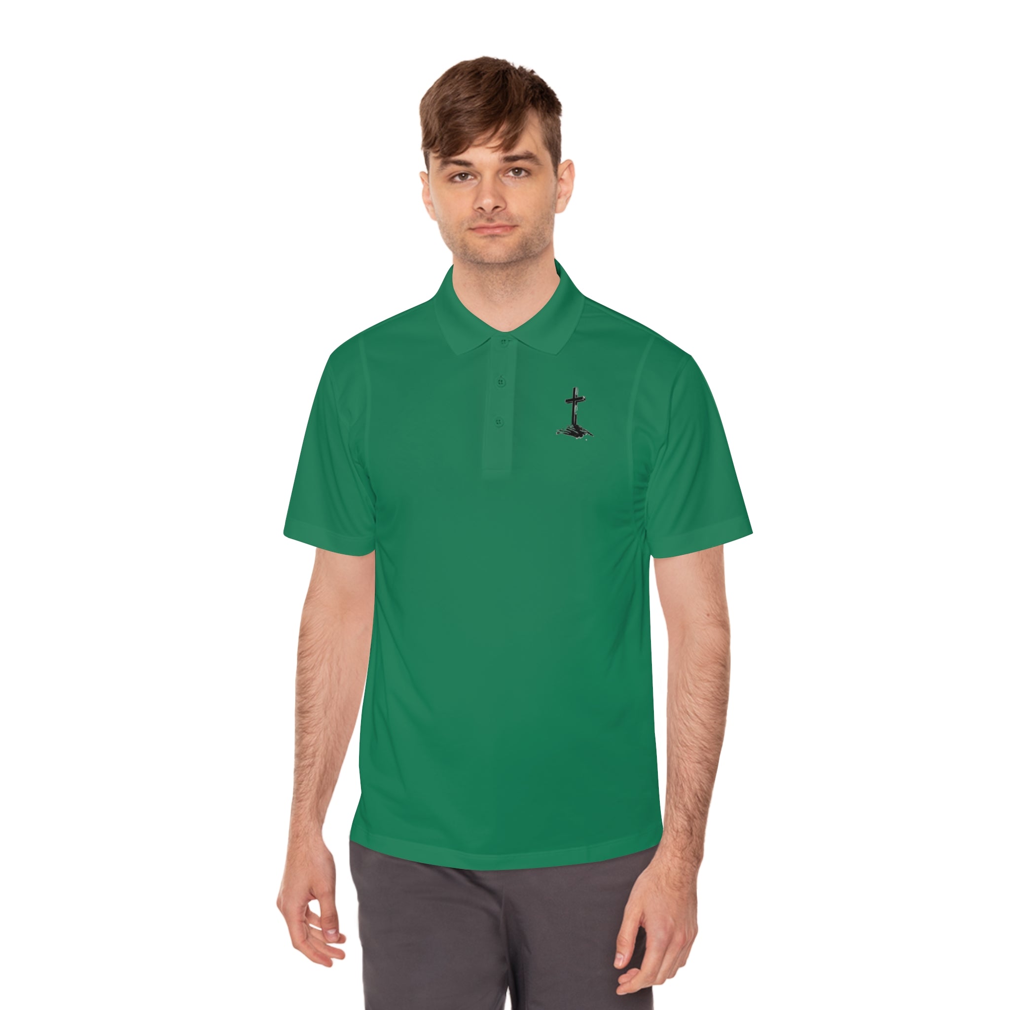 Men's Sport Polo Shirt with Minimalist Cross Design,
