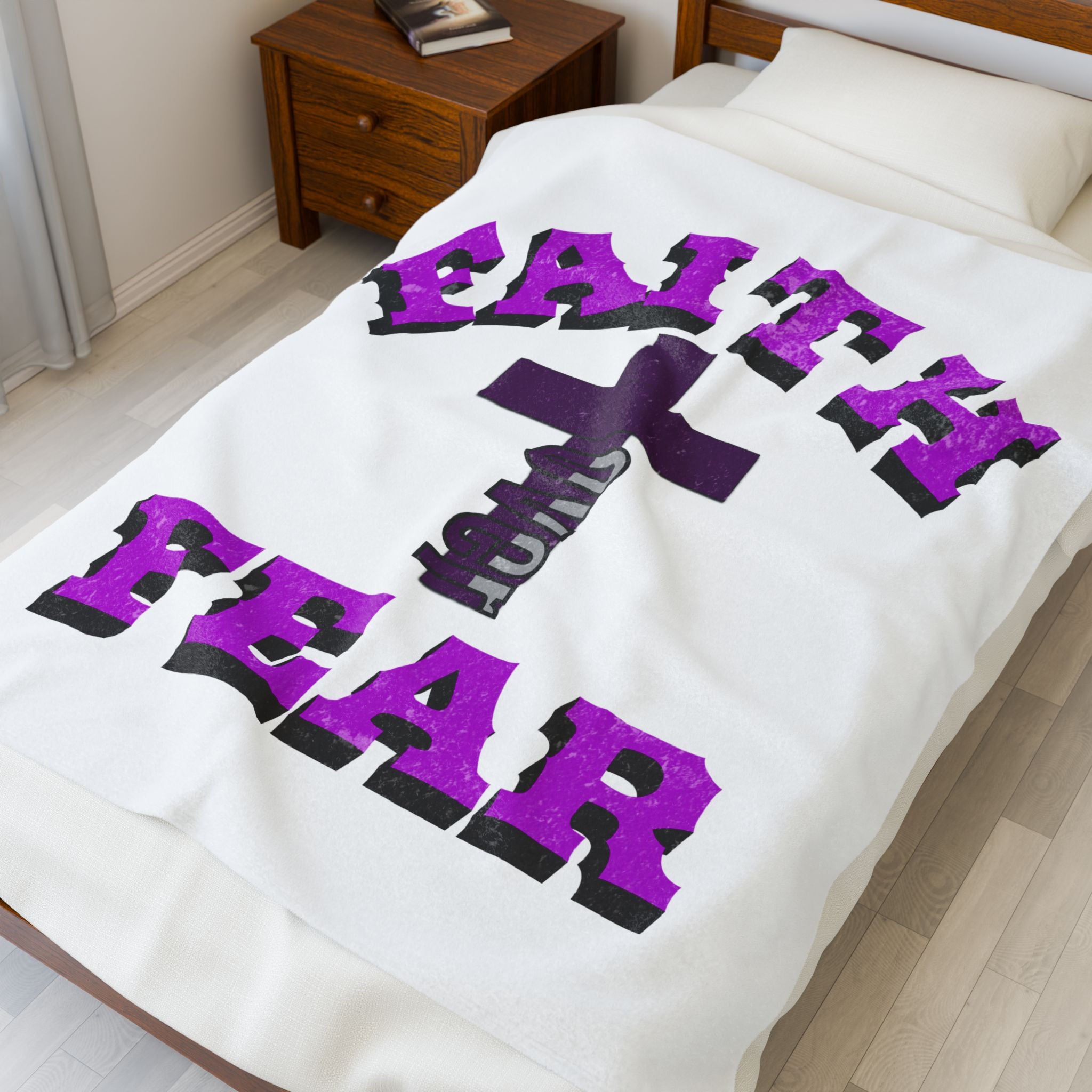 Faith Over Fear Velveteen Plush Blanket
