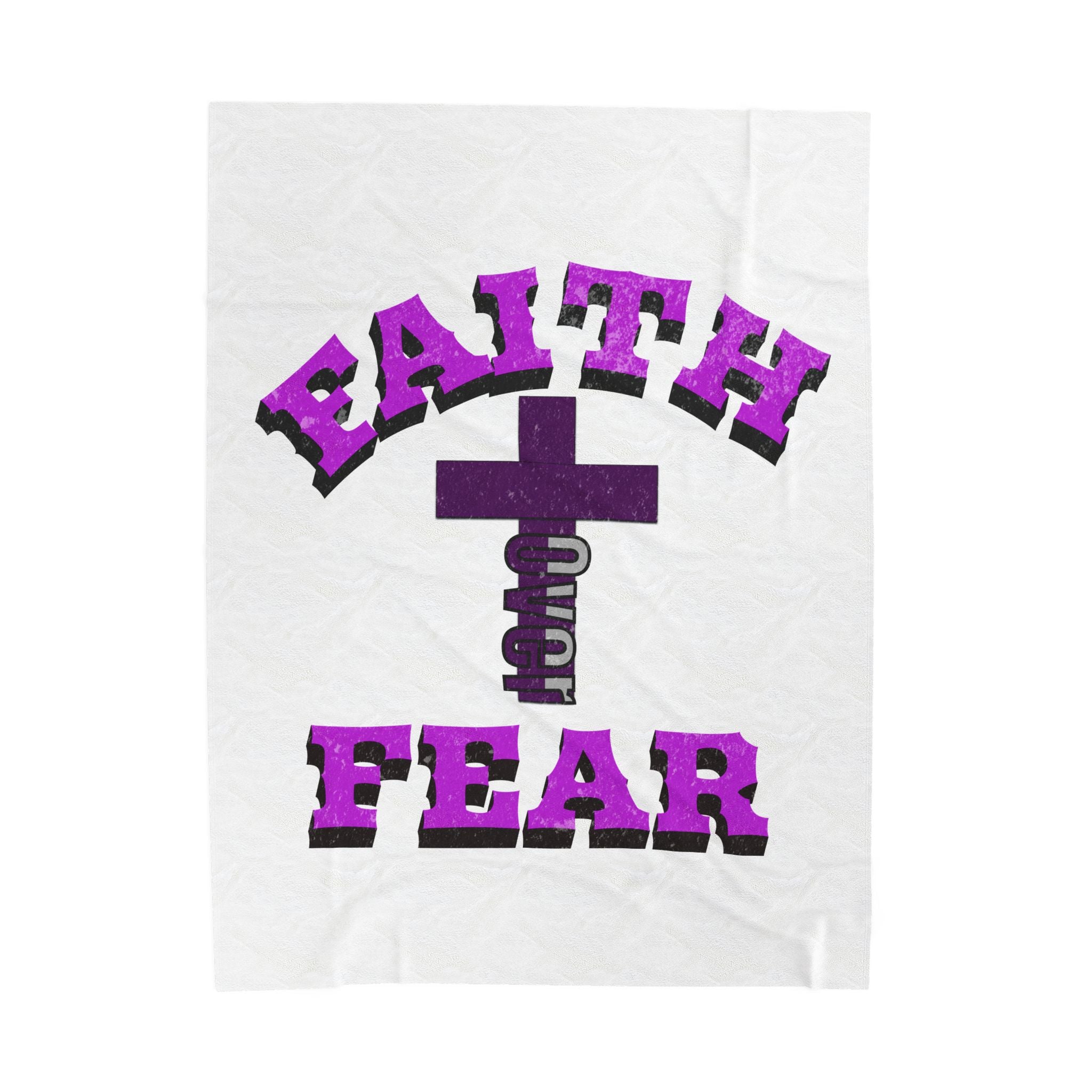 Faith Over Fear Velveteen Plush Blanket