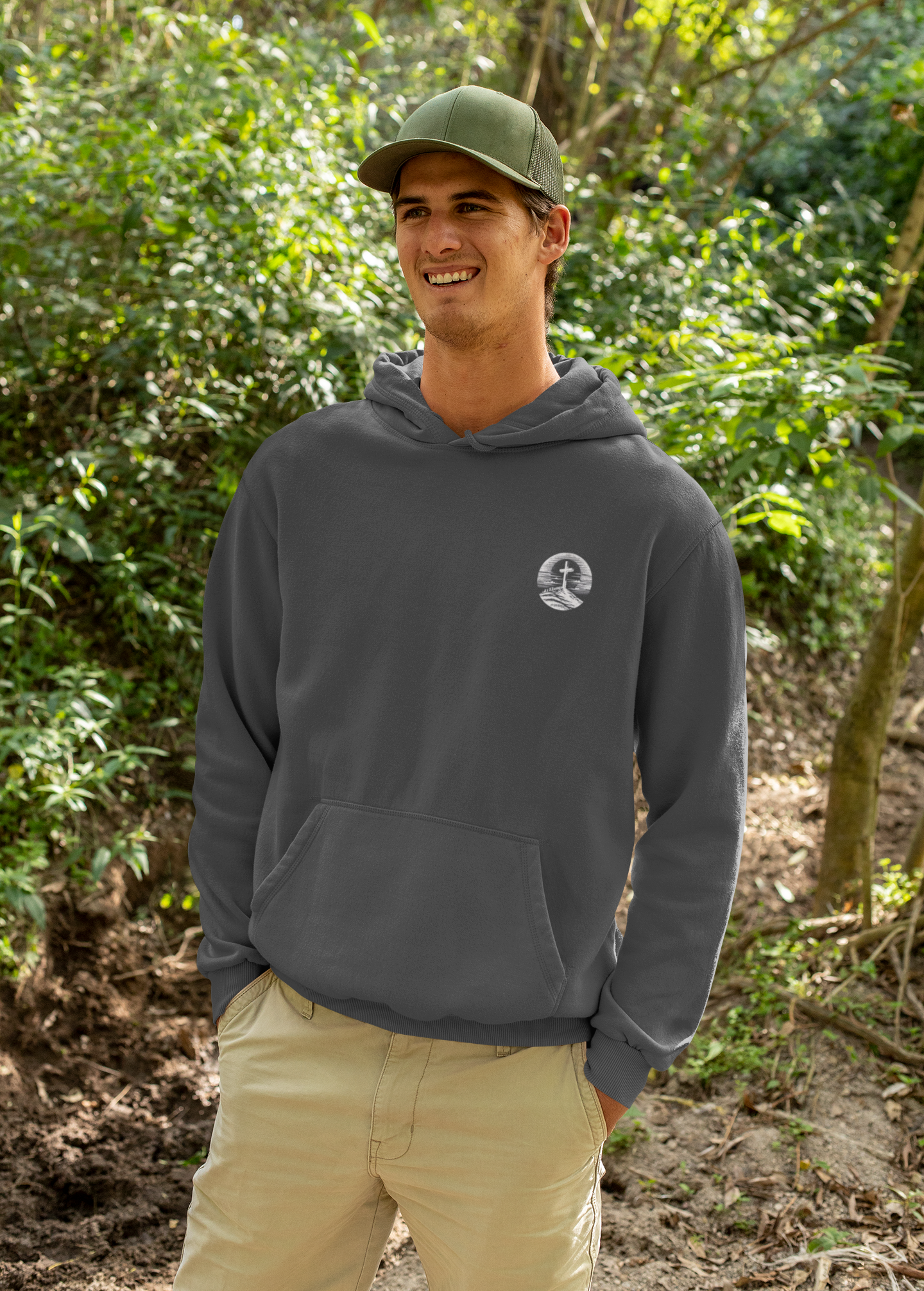 Men's Hoodie Be Strong and Courageous Three-Panel Fleece