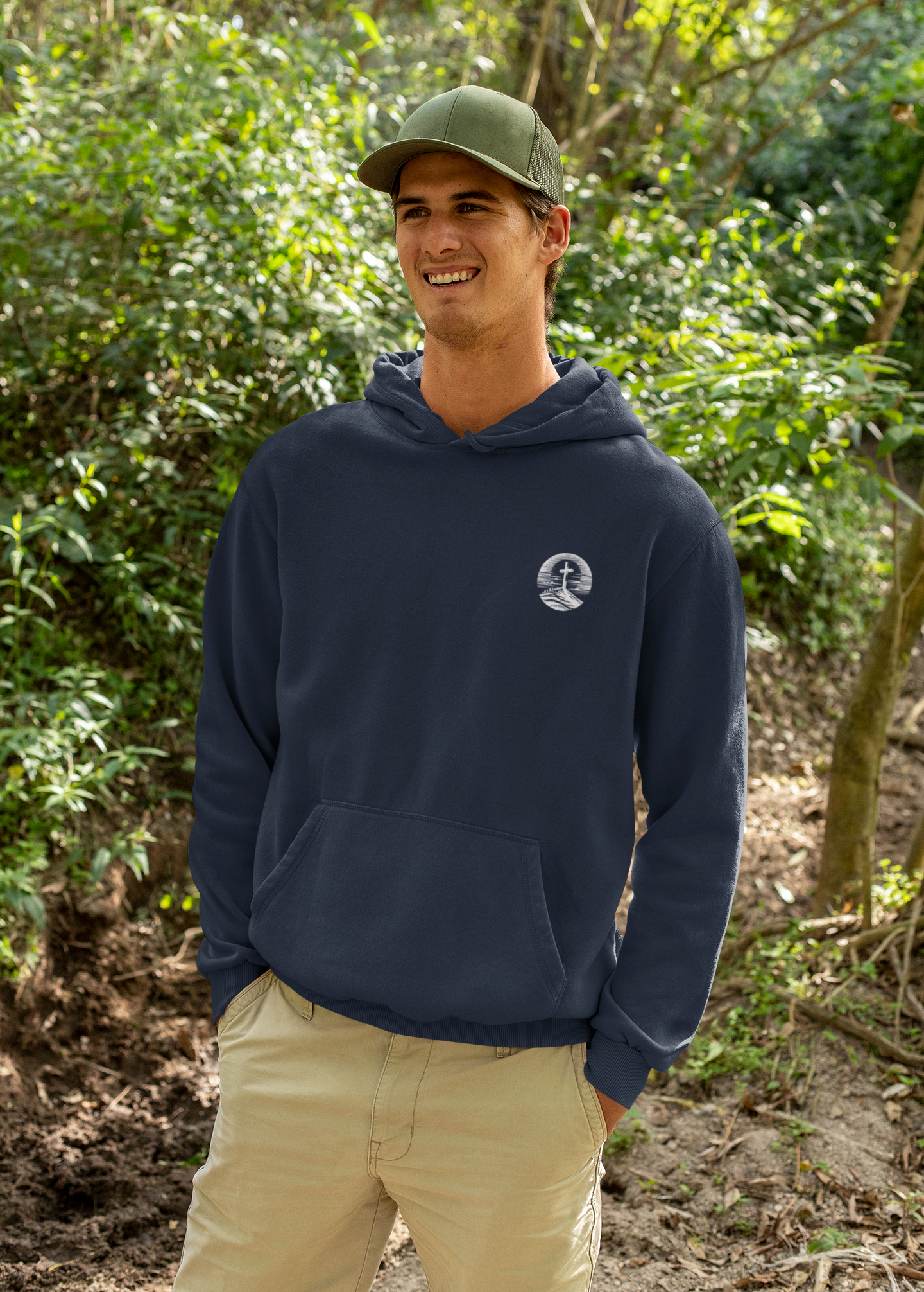 Men's Hoodie Be Strong and Courageous Three-Panel Fleece
