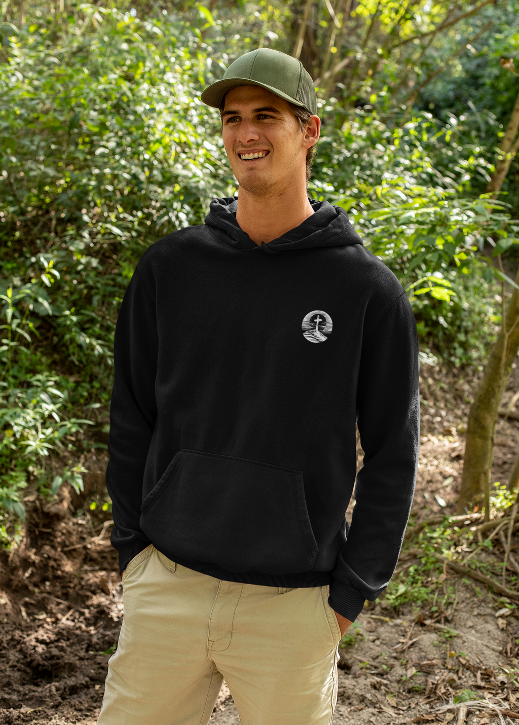 Men's Hoodie Be Strong and Courageous Three-Panel Fleece