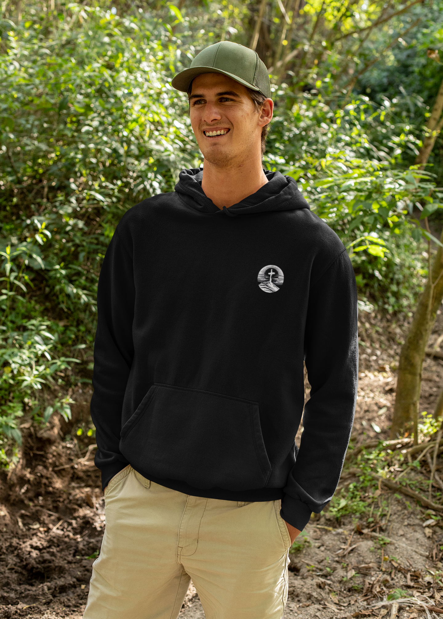 Men's Hoodie Be Strong and Courageous Three-Panel Fleece