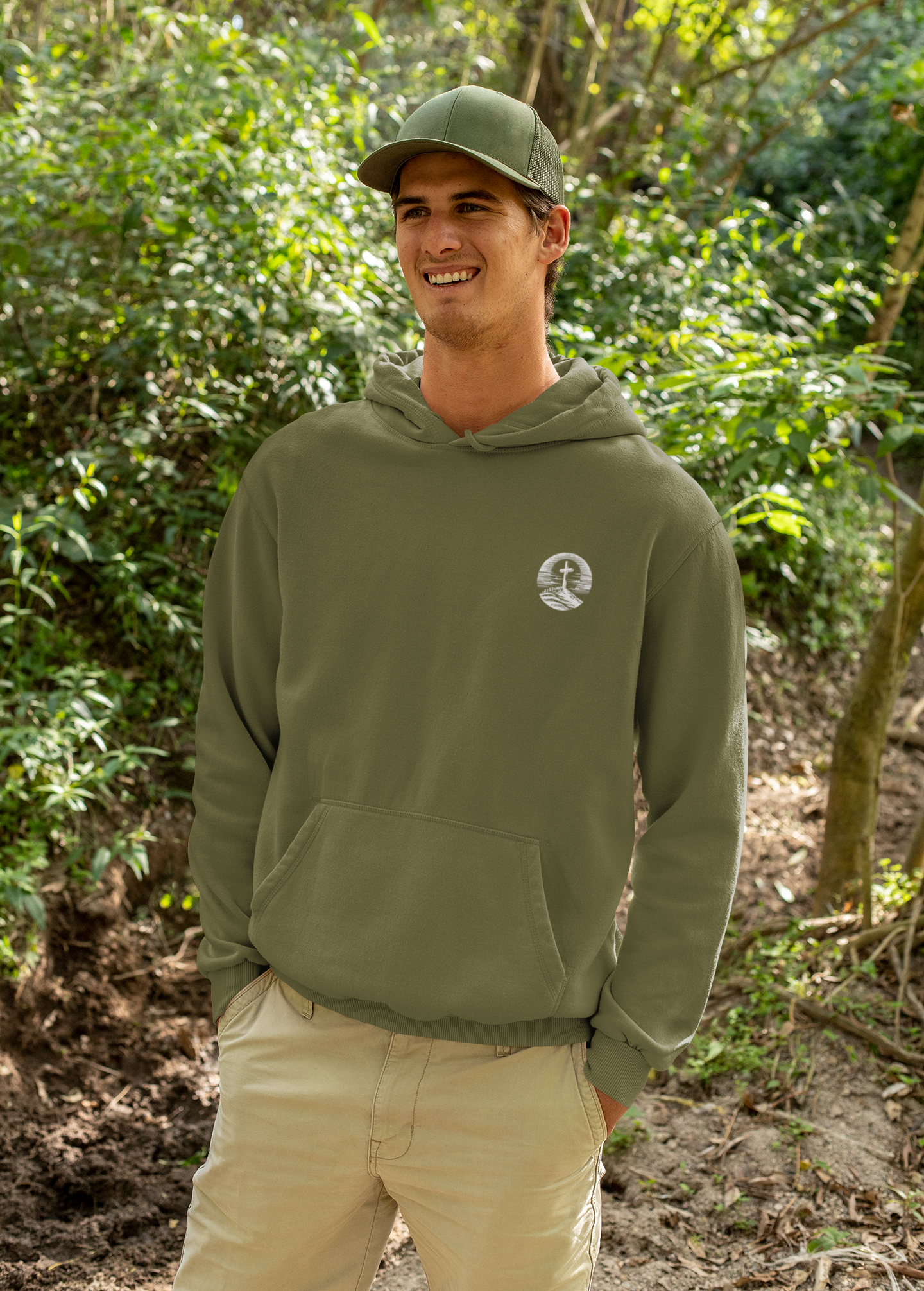 Men's Hoodie Be Strong and Courageous Three-Panel Fleece