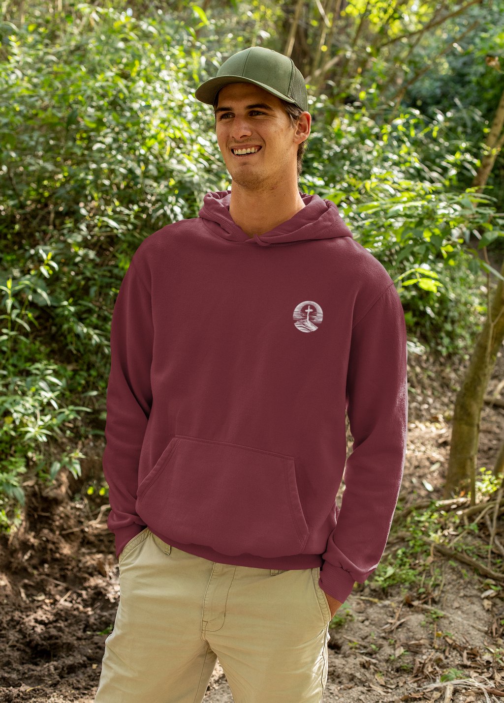 Men's Hoodie Be Strong and Courageous Three-Panel Fleece