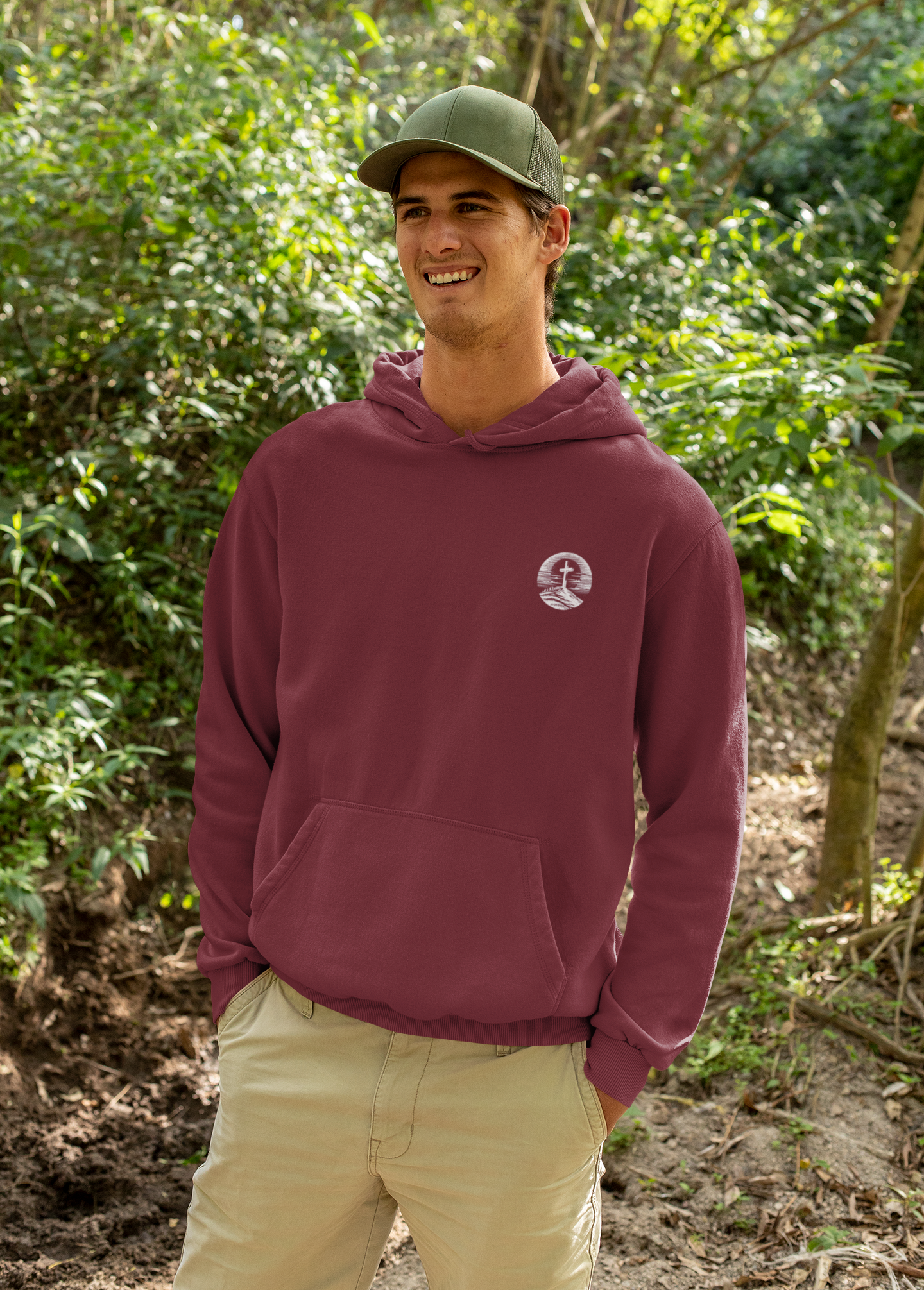 Men's Hoodie Be Strong and Courageous Three-Panel Fleece