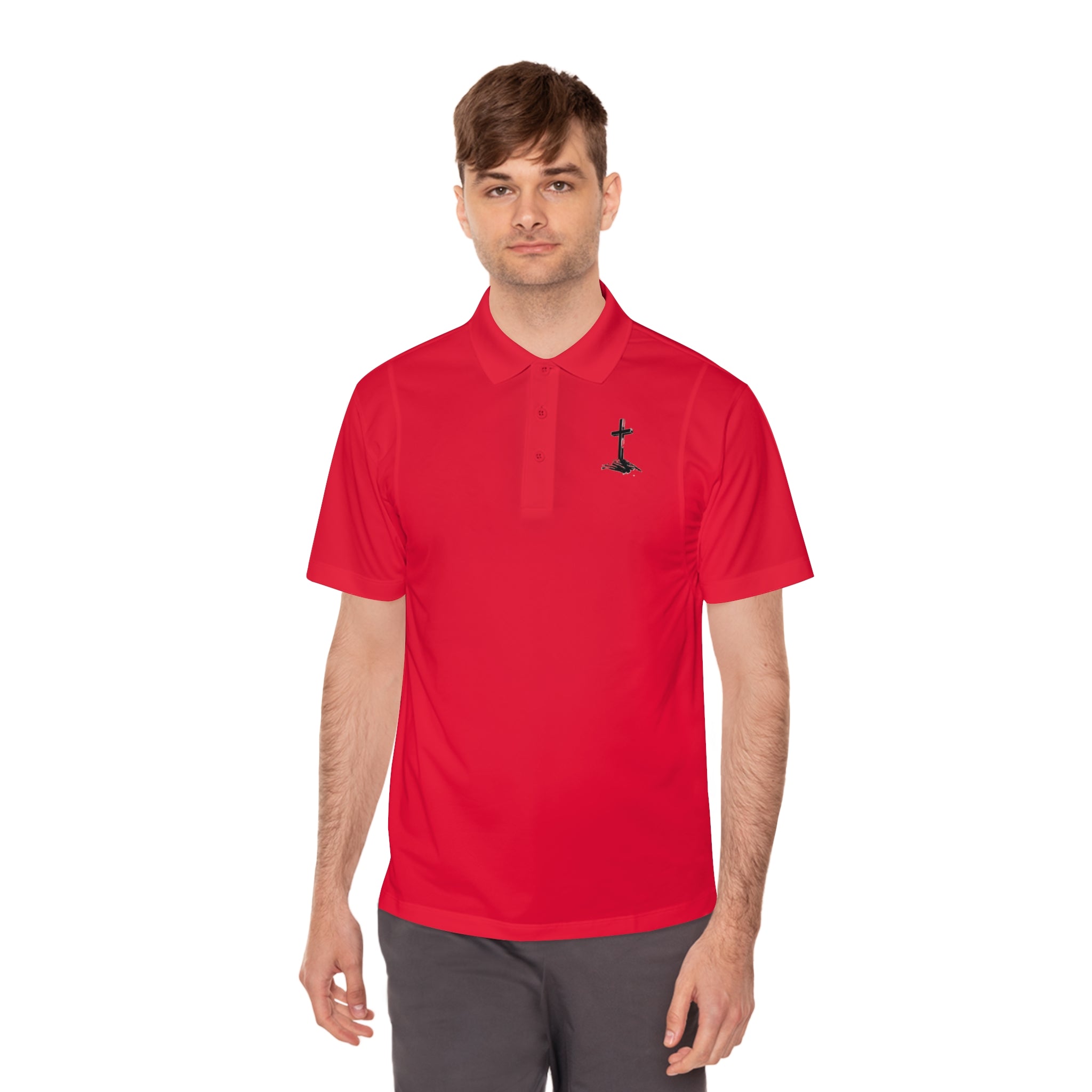 Men's Sport Polo Shirt with Minimalist Cross Design,