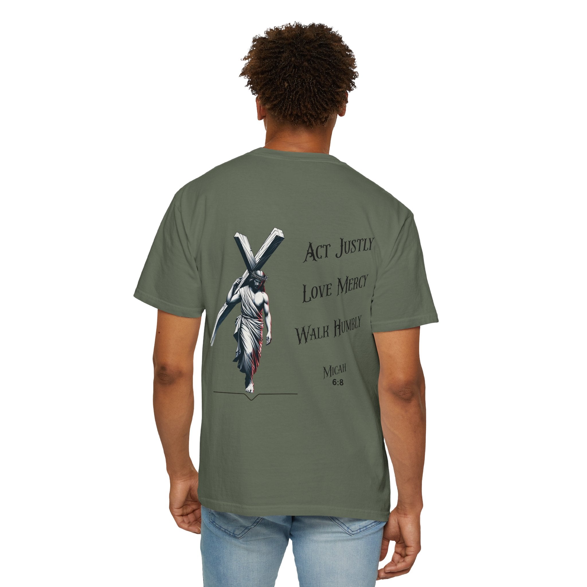 Men's Tee Scripture Verse Act Justly Love Mercy Walk Humbly