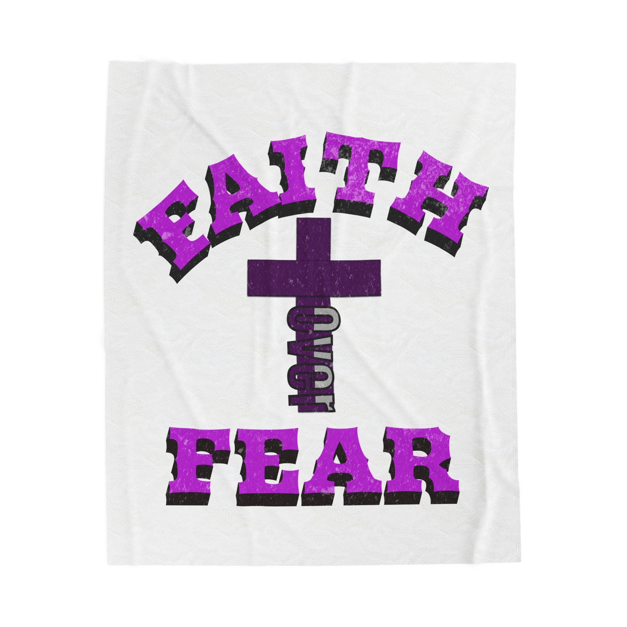 Faith Over Fear Velveteen Plush Blanket
