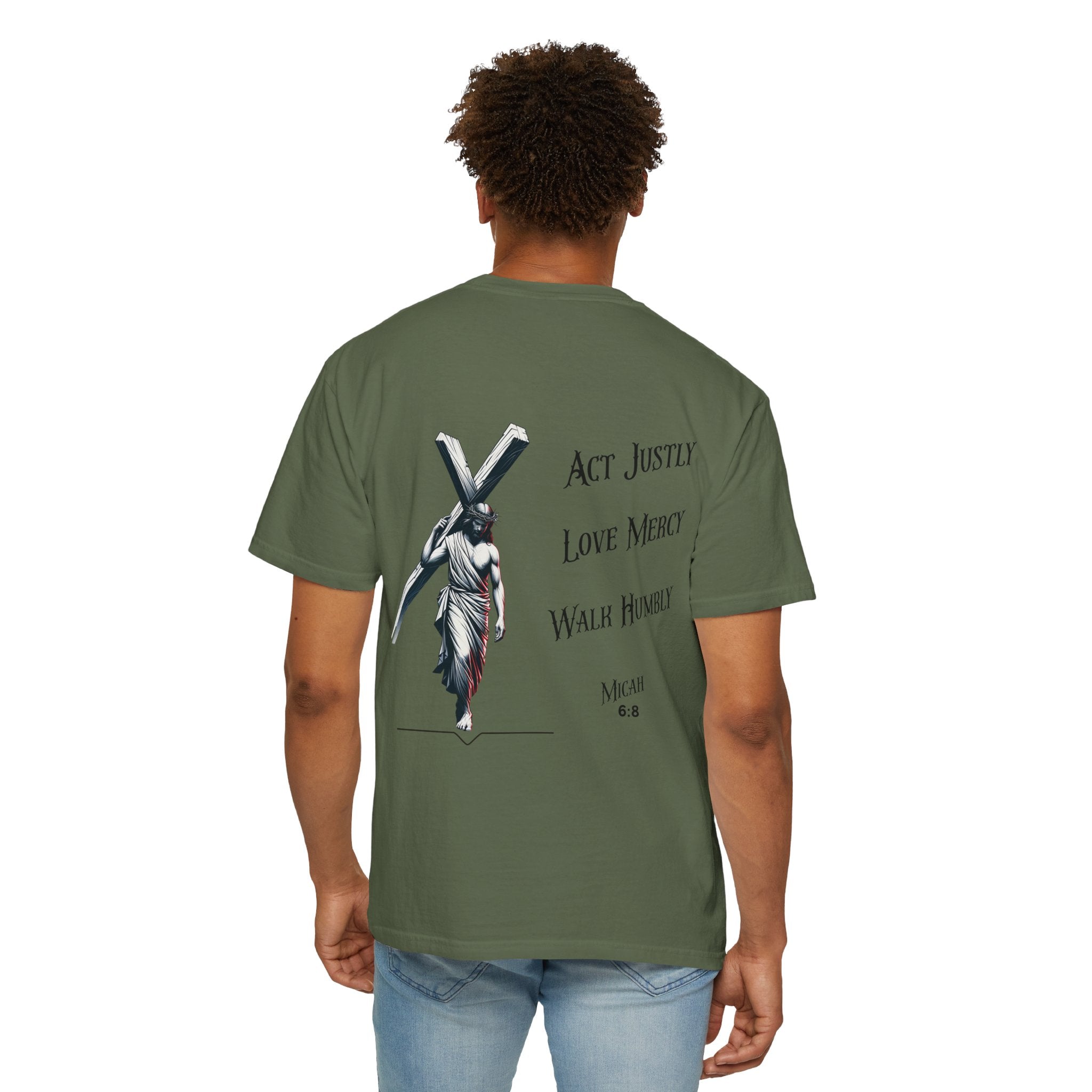 Men's Tee Scripture Verse Act Justly Love Mercy Walk Humbly
