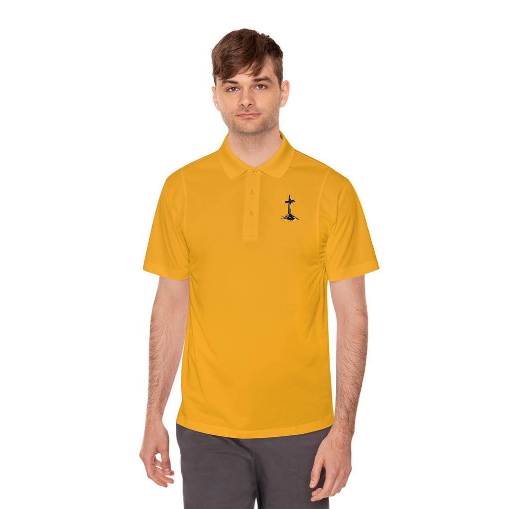 Men's Sport Polo Shirt with Minimalist Cross Design,