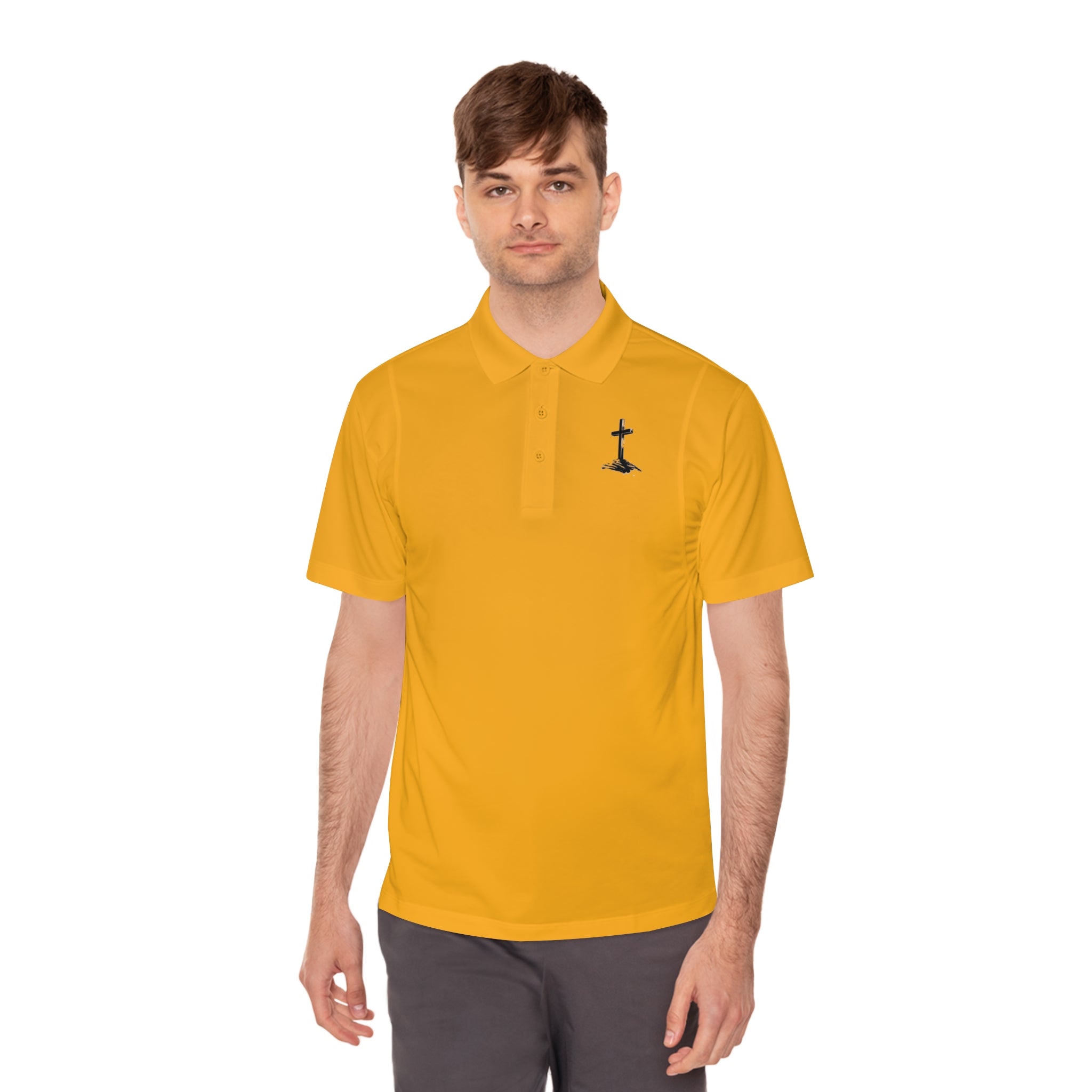 Men's Sport Polo Shirt with Minimalist Cross Design,