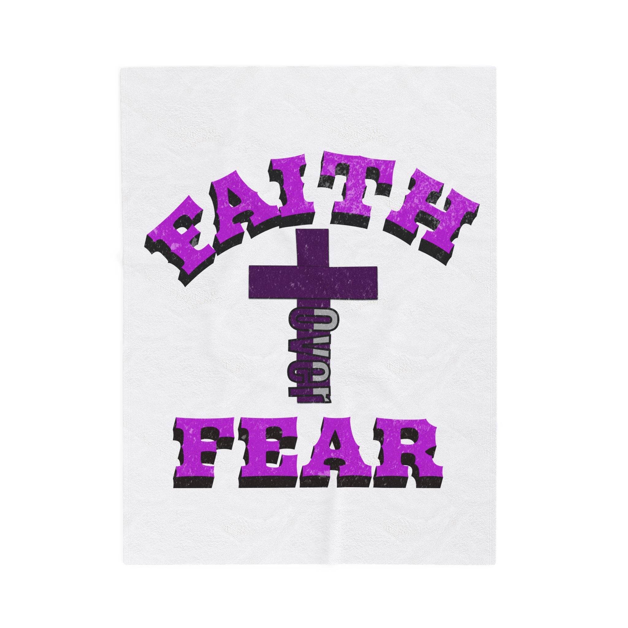Faith Over Fear Velveteen Plush Blanket