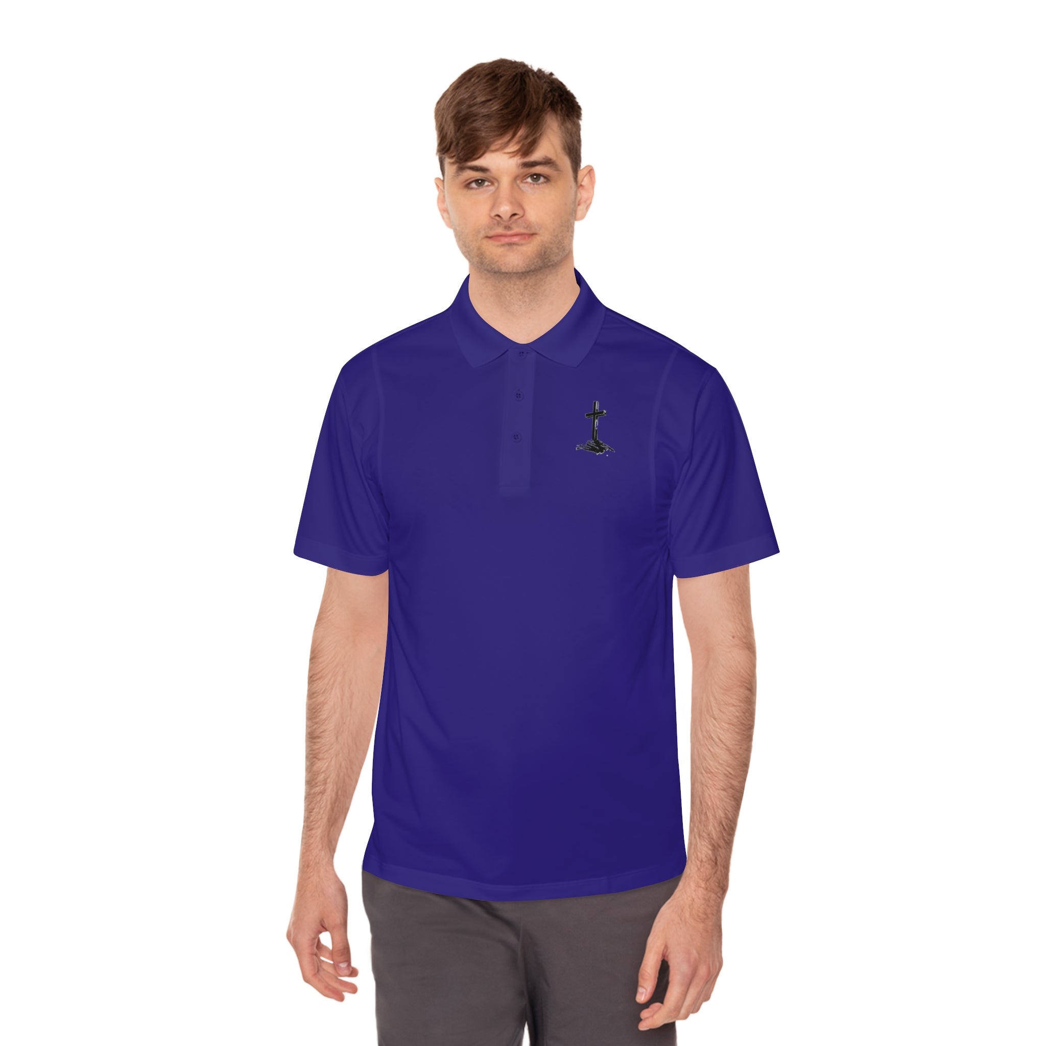 Men's Sport Polo Shirt with Minimalist Cross Design,