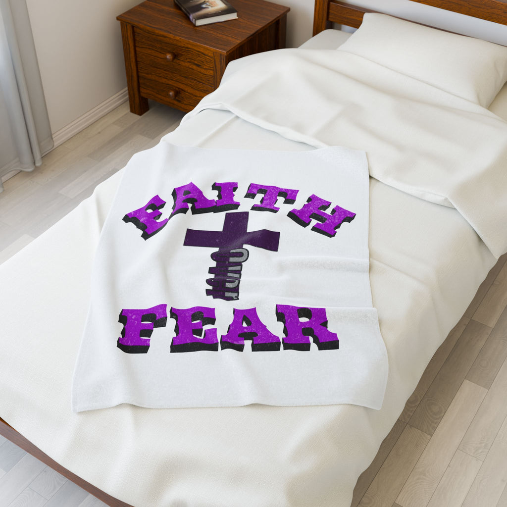 Faith Over Fear Velveteen Plush Blanket