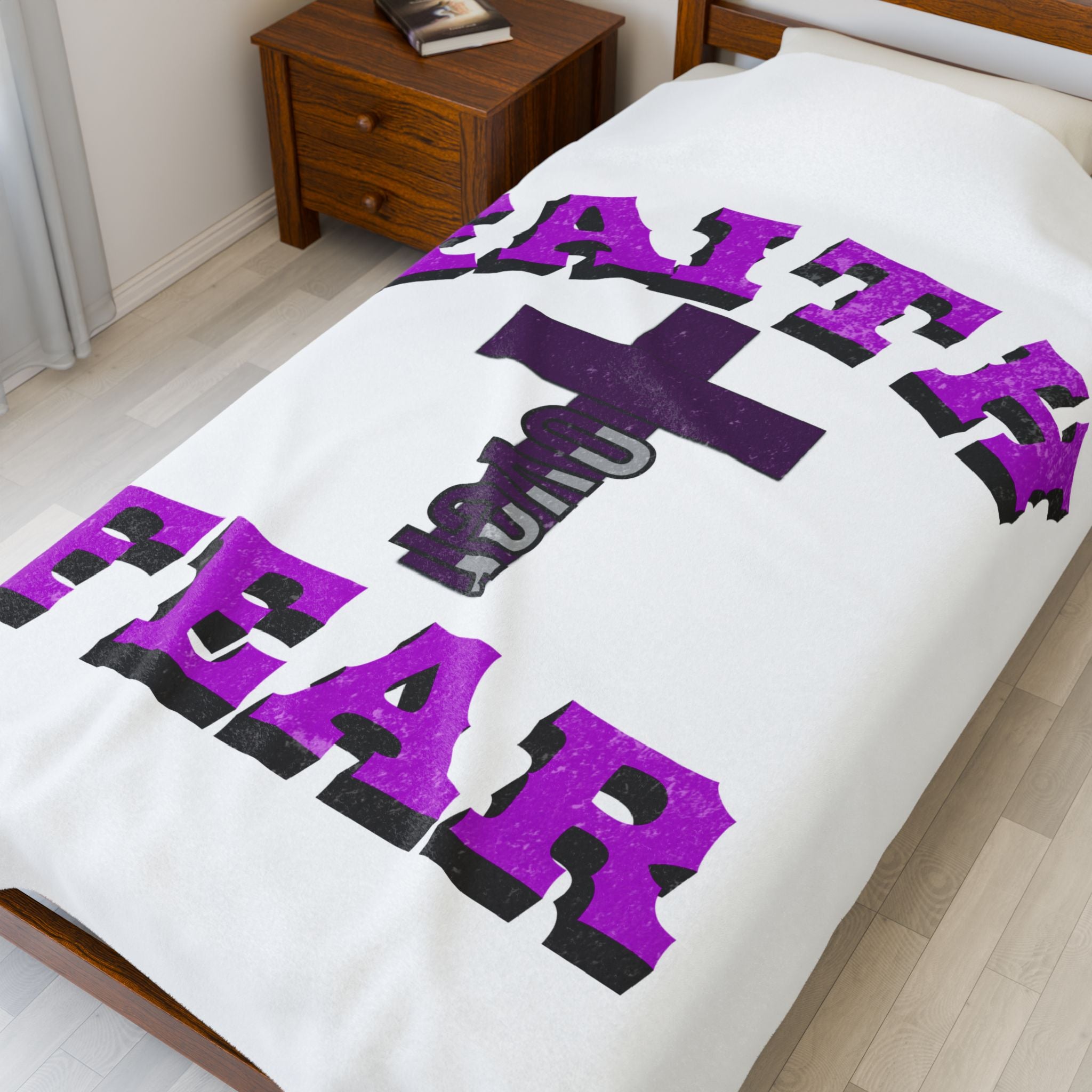 Faith Over Fear Velveteen Plush Blanket